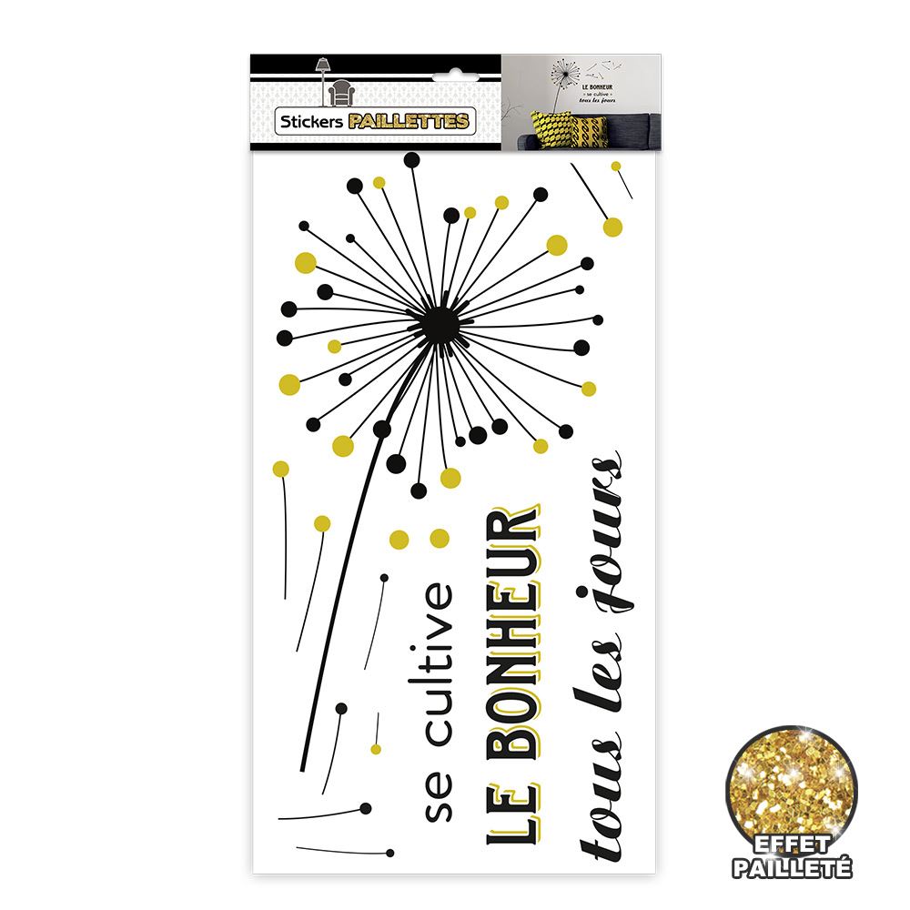 Sticker paillettes bonheur