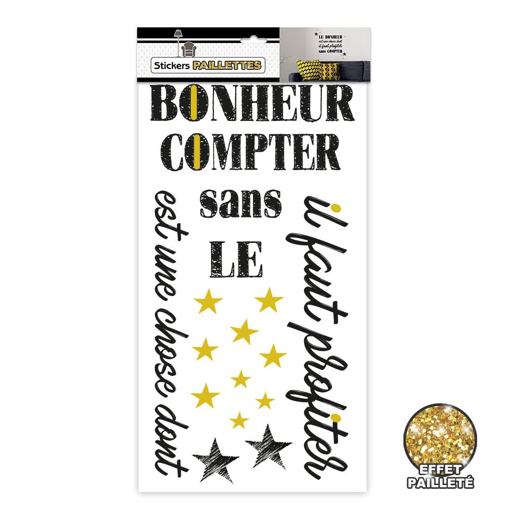 Sticker paillettes bonheur etoile