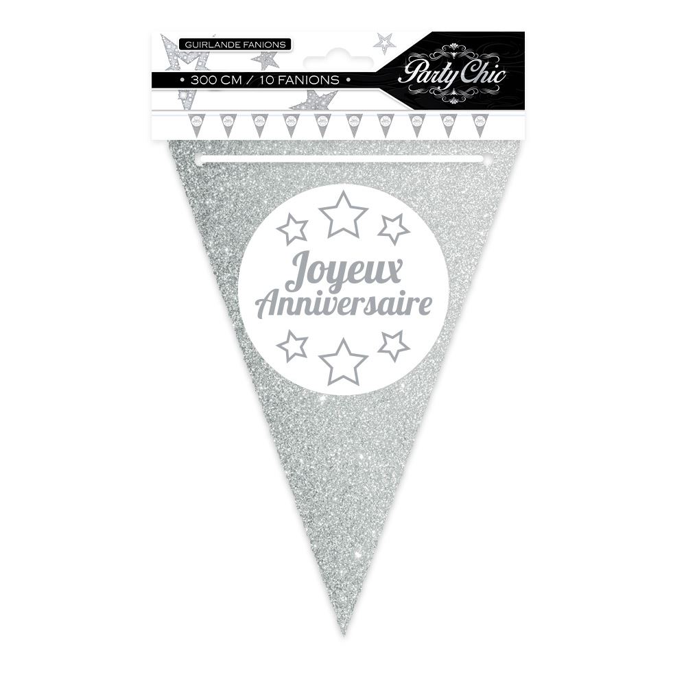 Guirlande fanion anniv chic arg/
