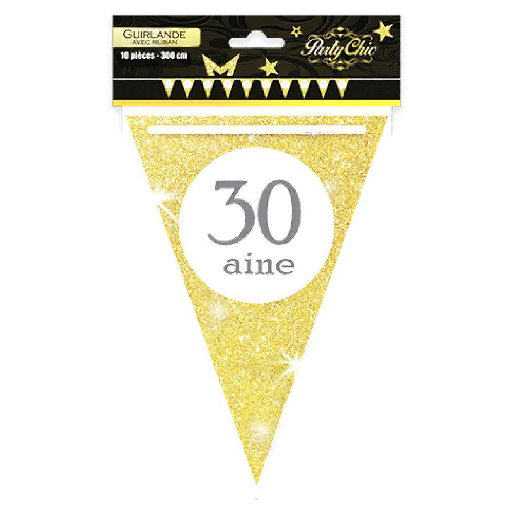 Guirlande fanion dore 30aine
