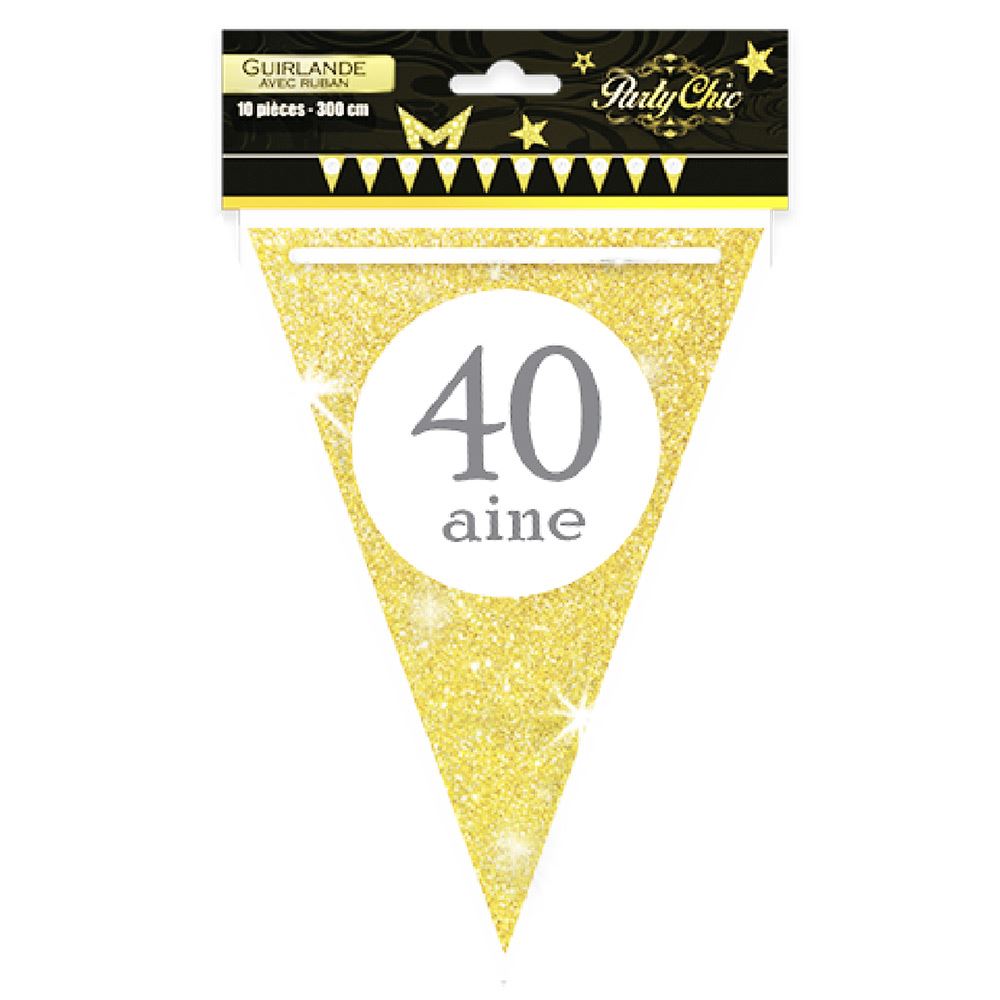 Guirlande fanion dore 40aine