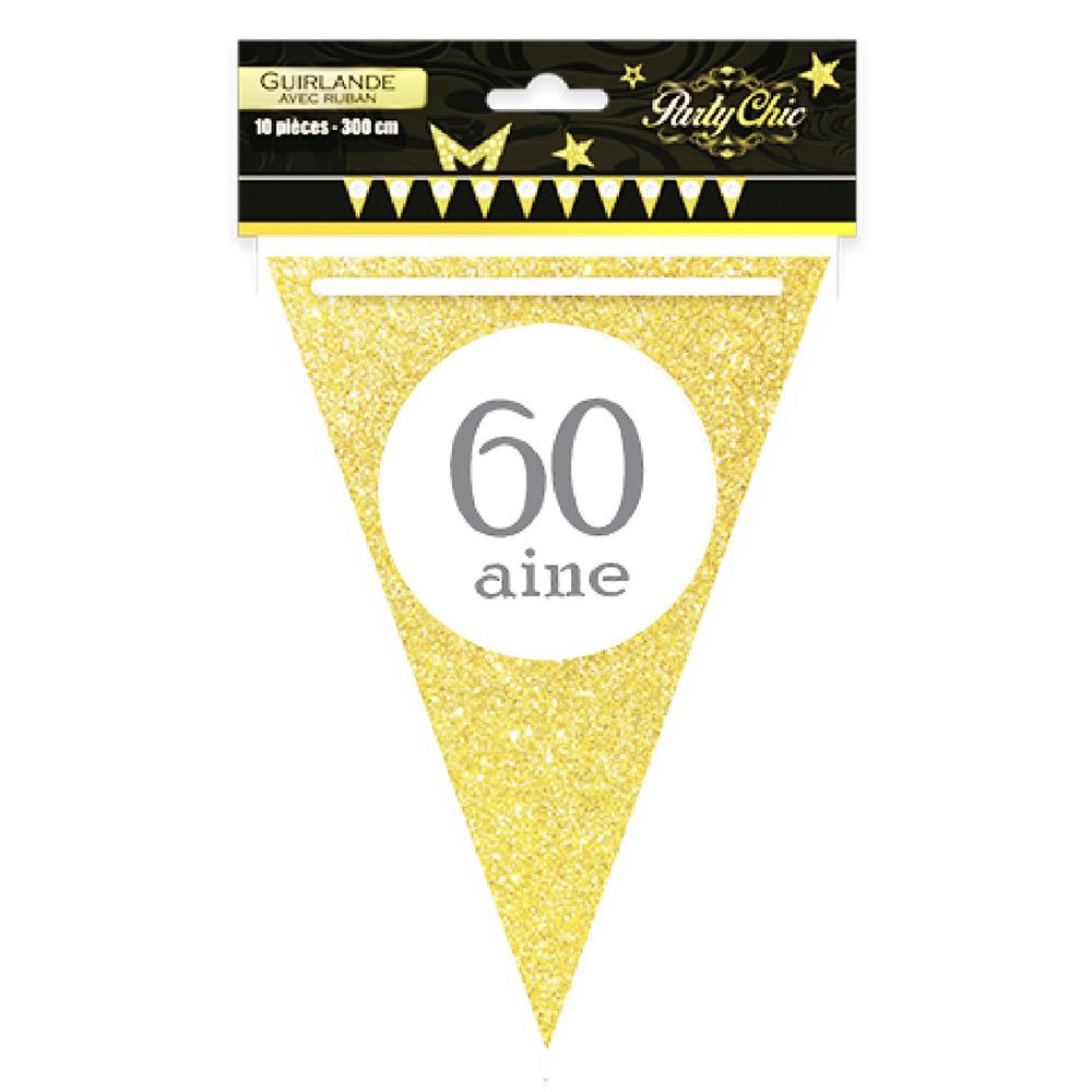 Guirlande fanion dore 60aine