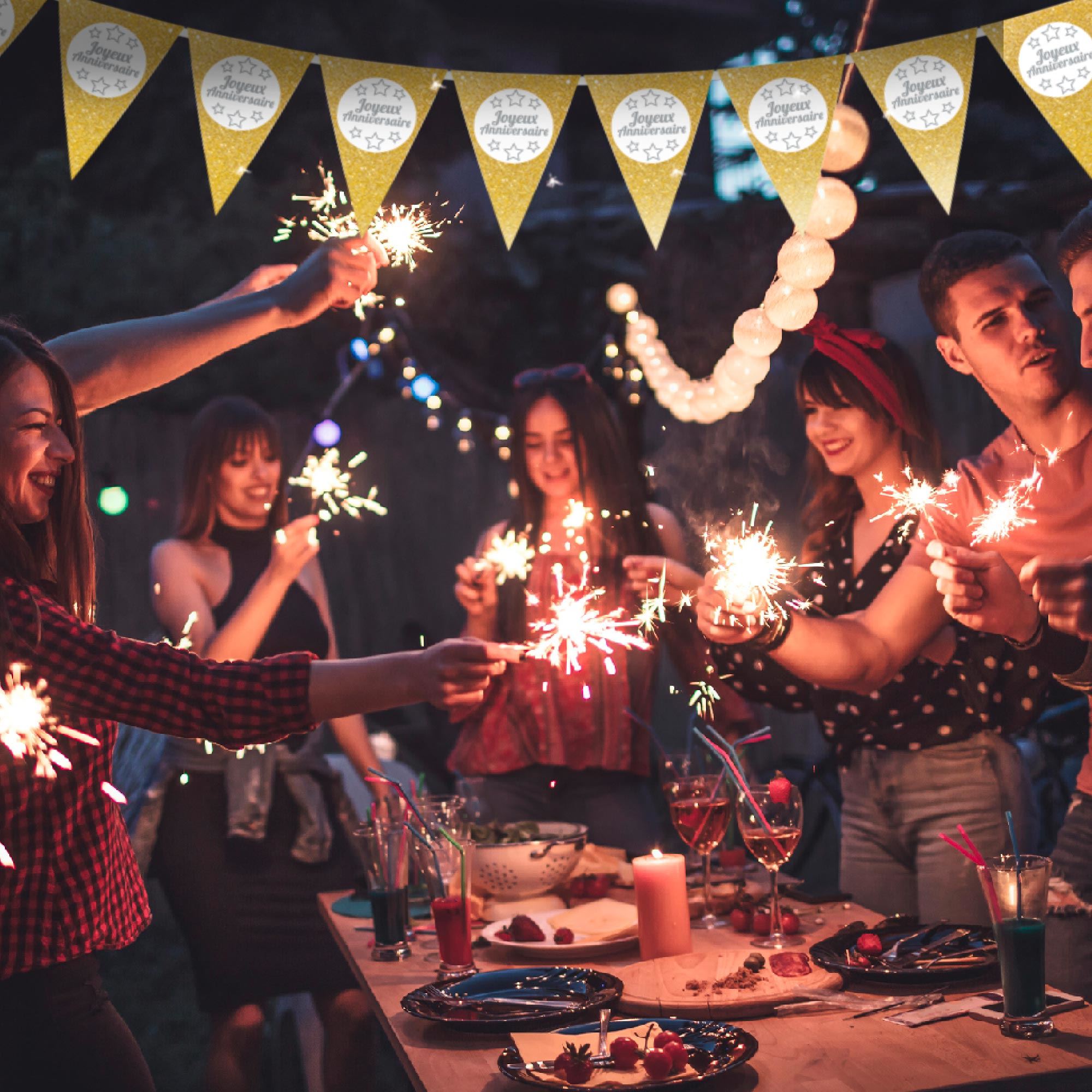 Guirlande fanion anniv chic or