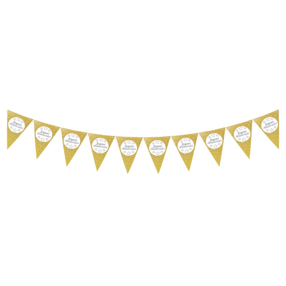 Guirlande fanion anniv chic or