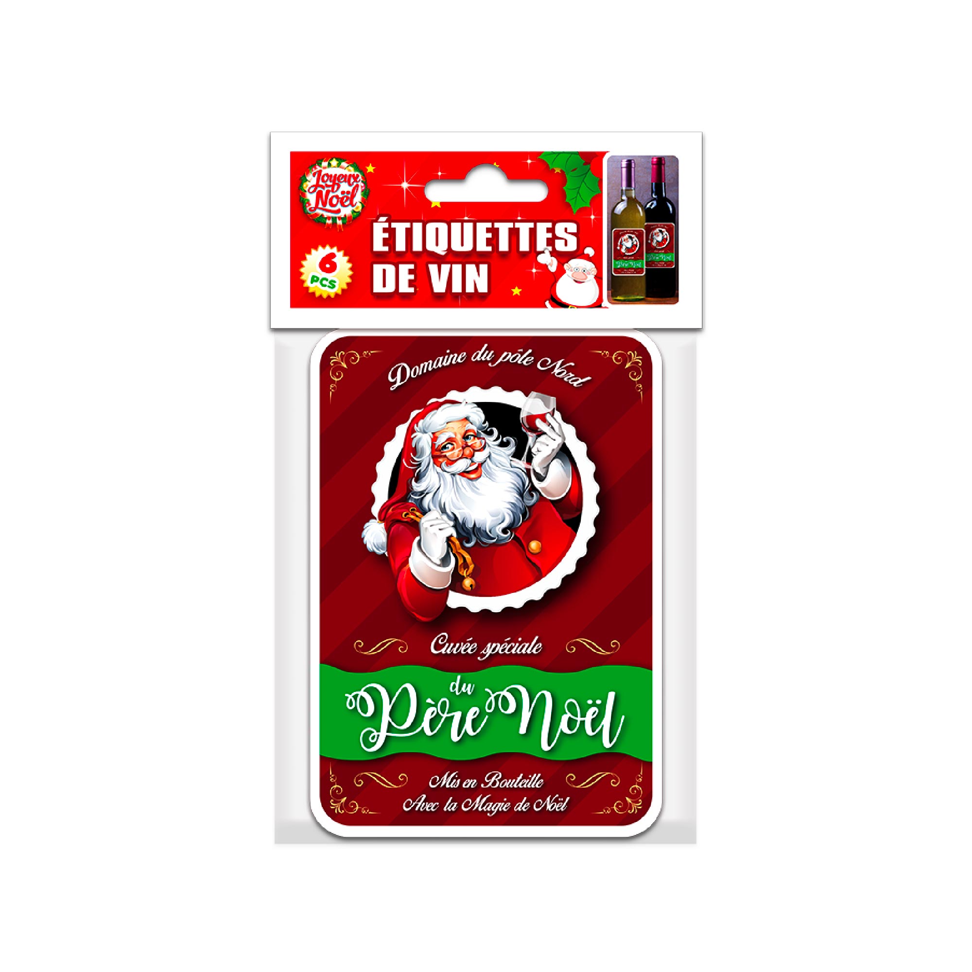 Pack 6 etiquette a vin noel