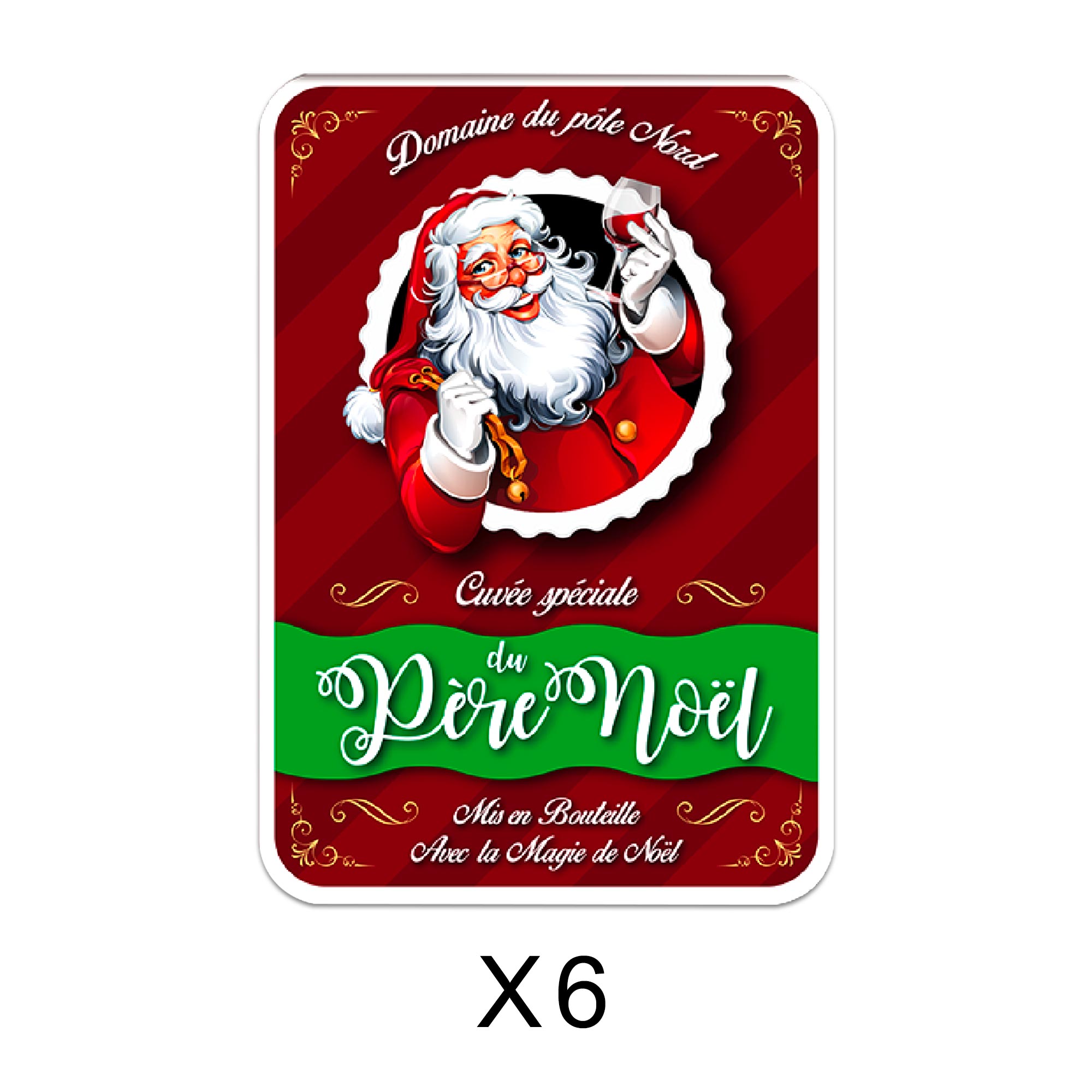 Pack 6 etiquette a vin noel