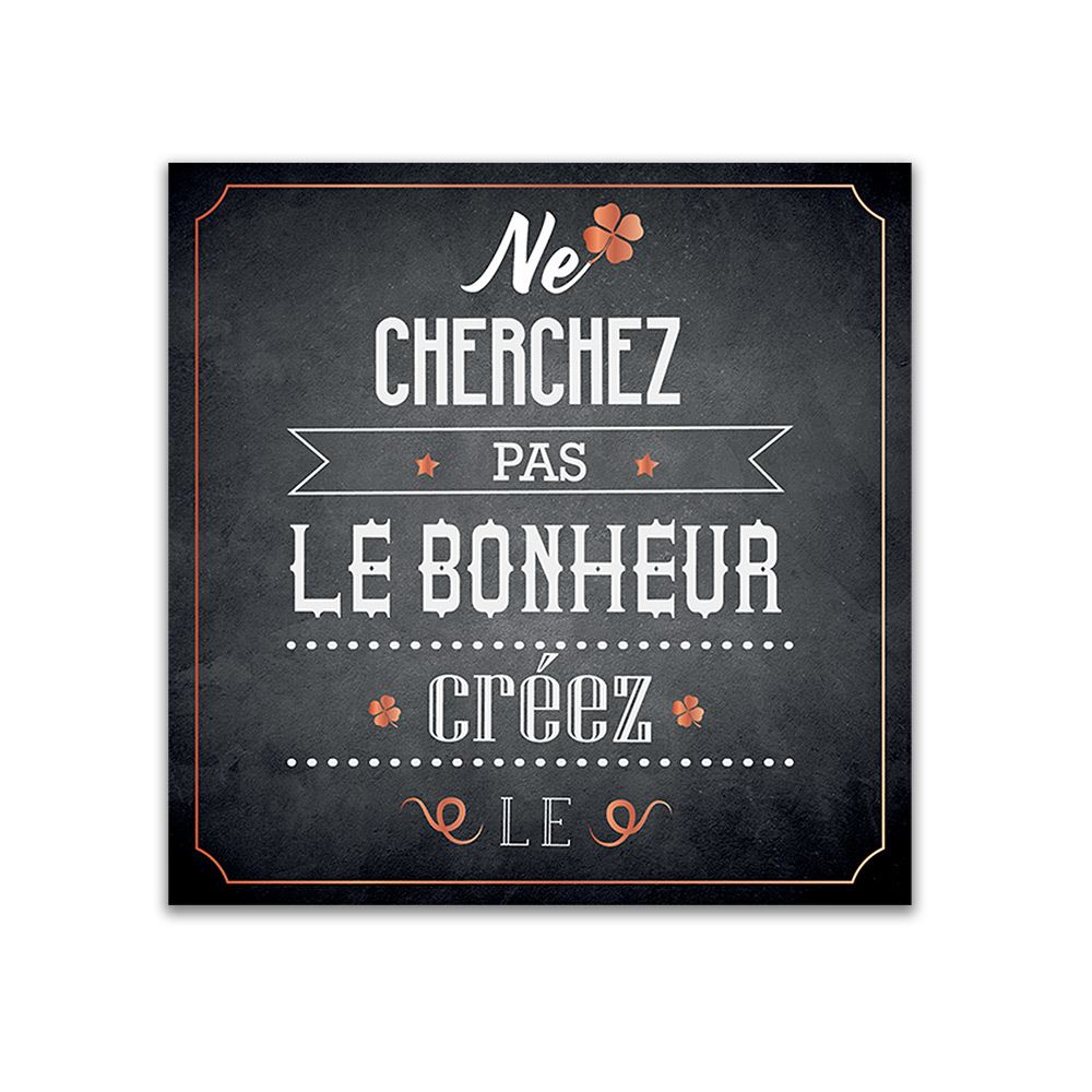 Toile citation ardoise bonheur/