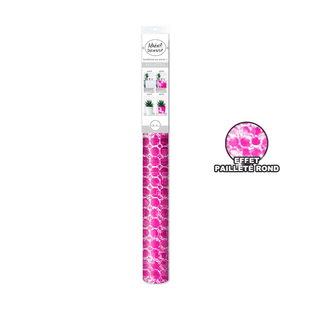 Adhesif paillette rond rose
