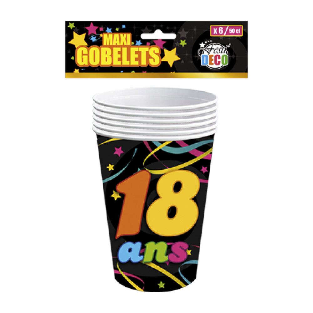 Pack 6 gobelet 50cl 18ans