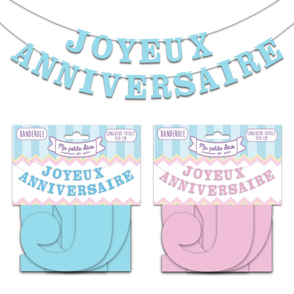 Guirlande joyeux anniv 2mods /12pcs