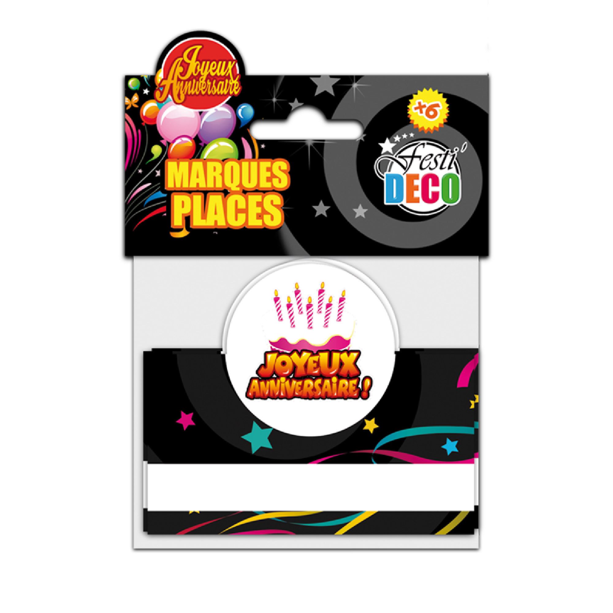 Pack 6 marque place joyeux anniv
