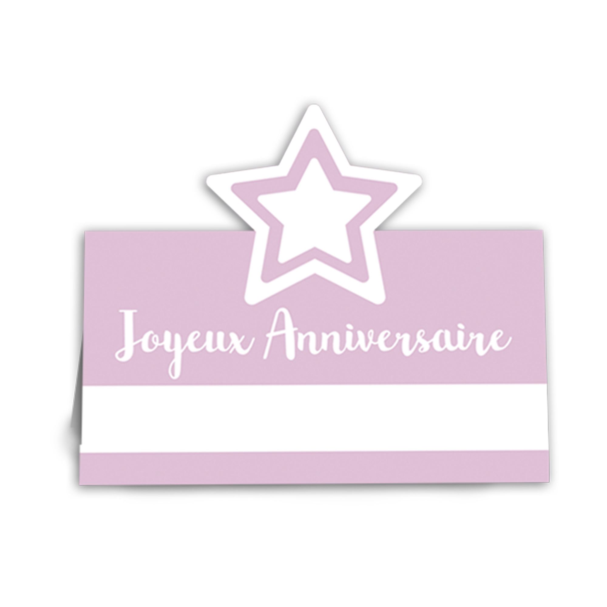 Pack 6 marque place anniv rose