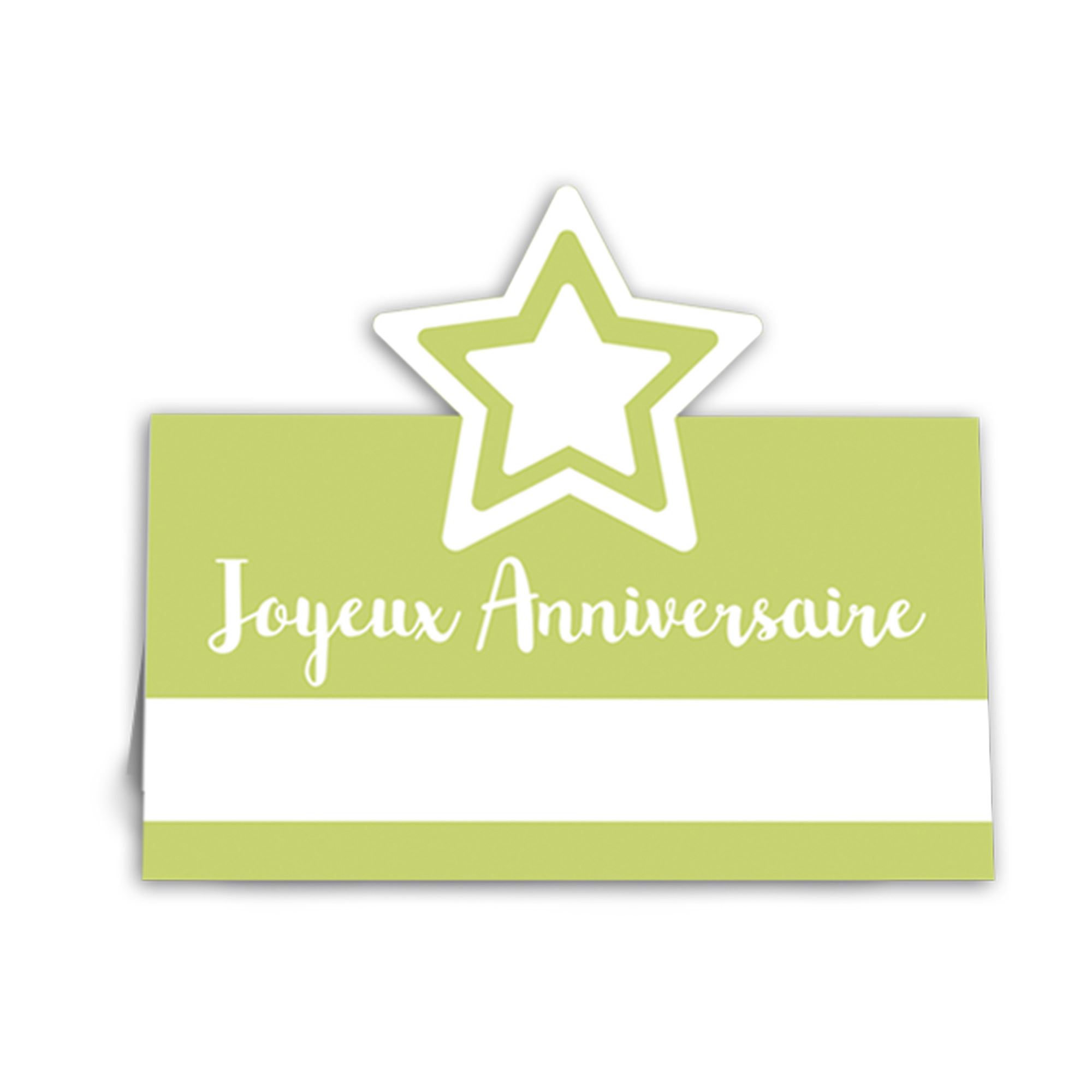 Pack 6 marque place anniv vert