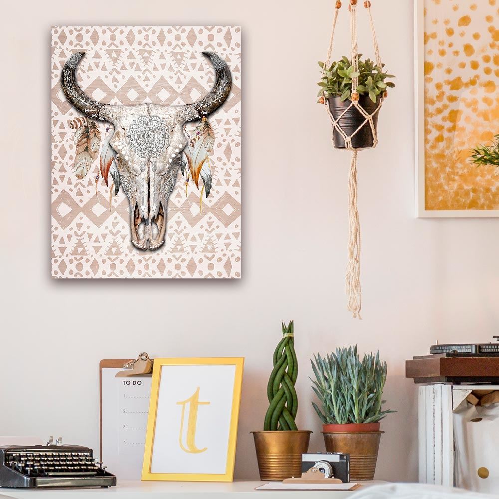 Toile boho tete buffle