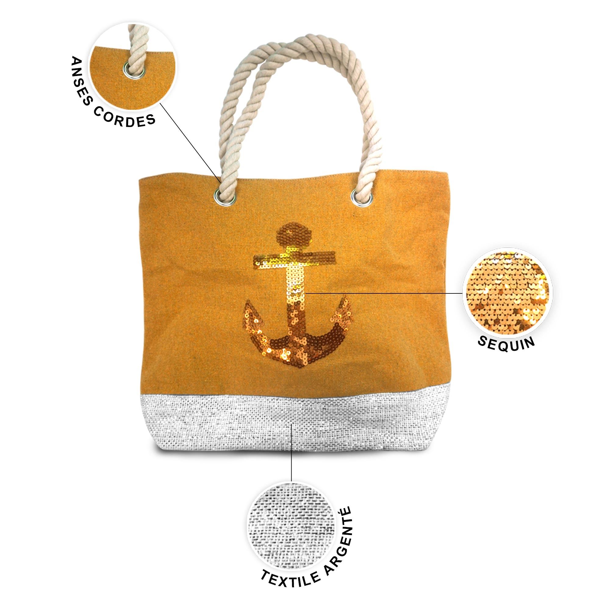 Sac sequin moutarde ancre