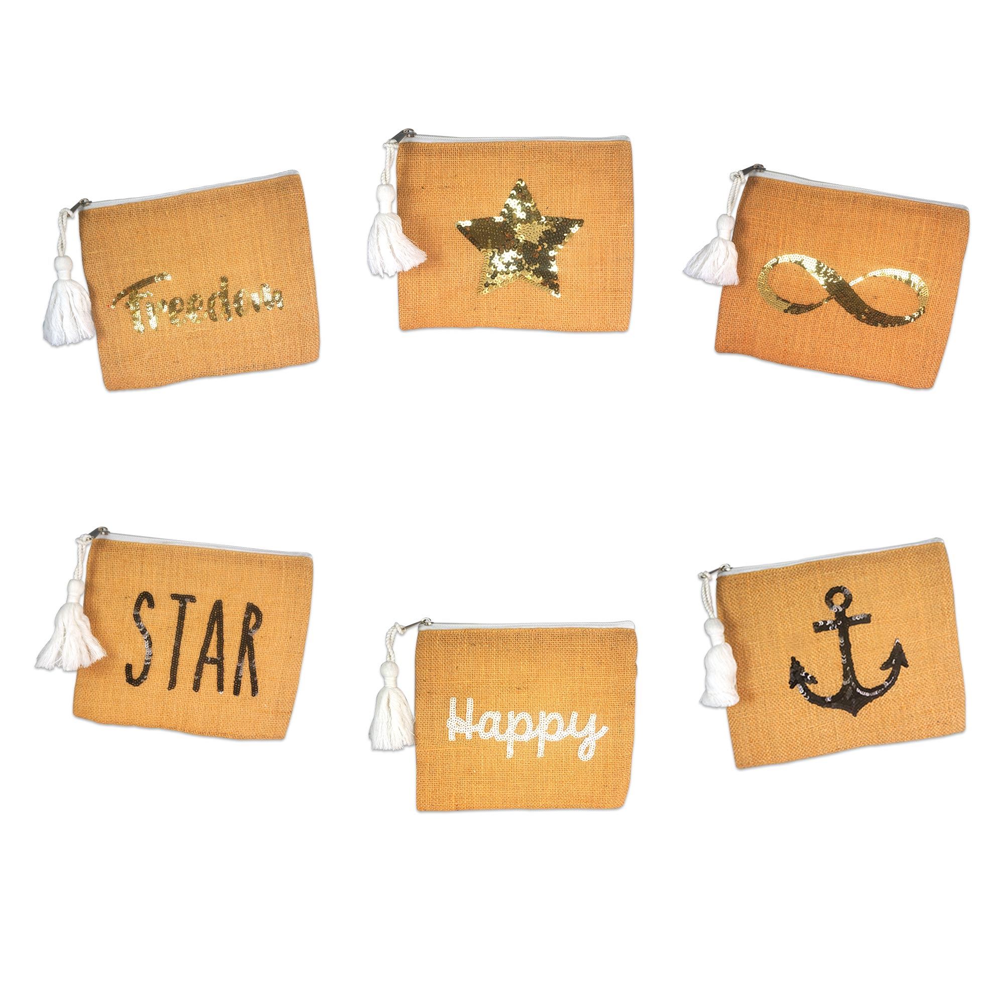 Sac pochette jute sequin 6mods /24pcs