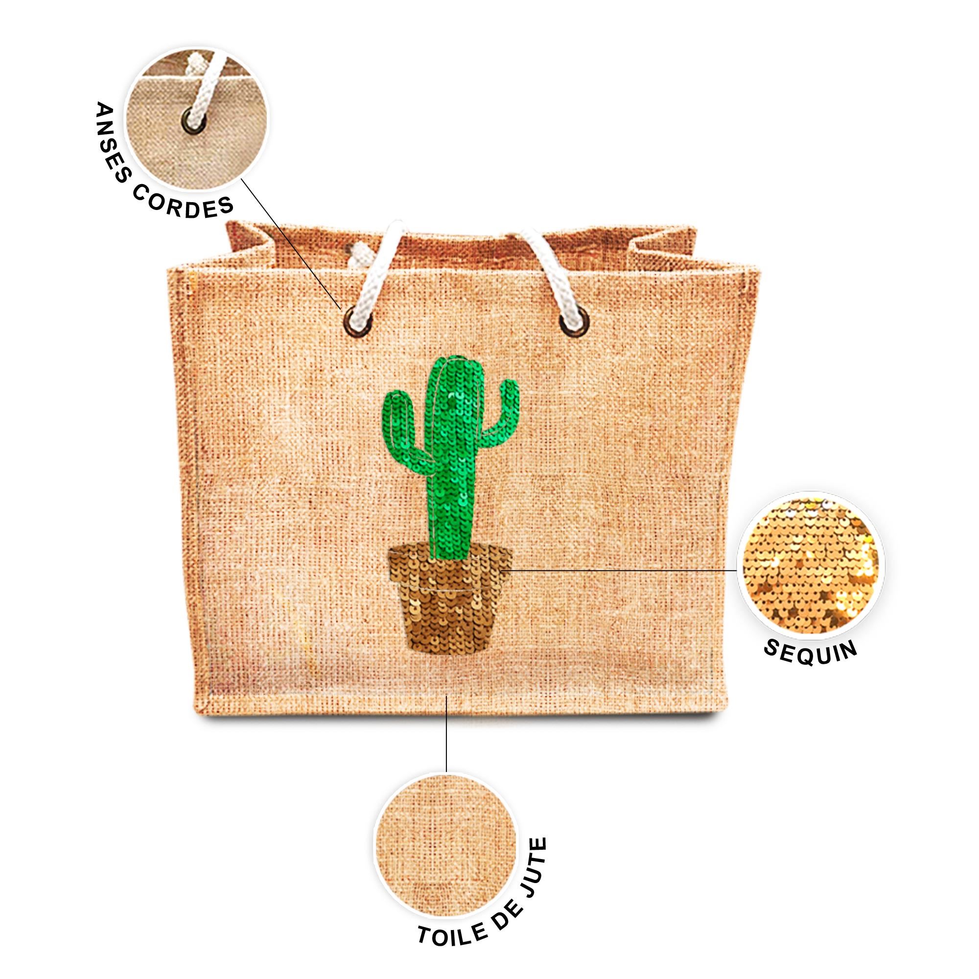 Sac jute sequin cactus