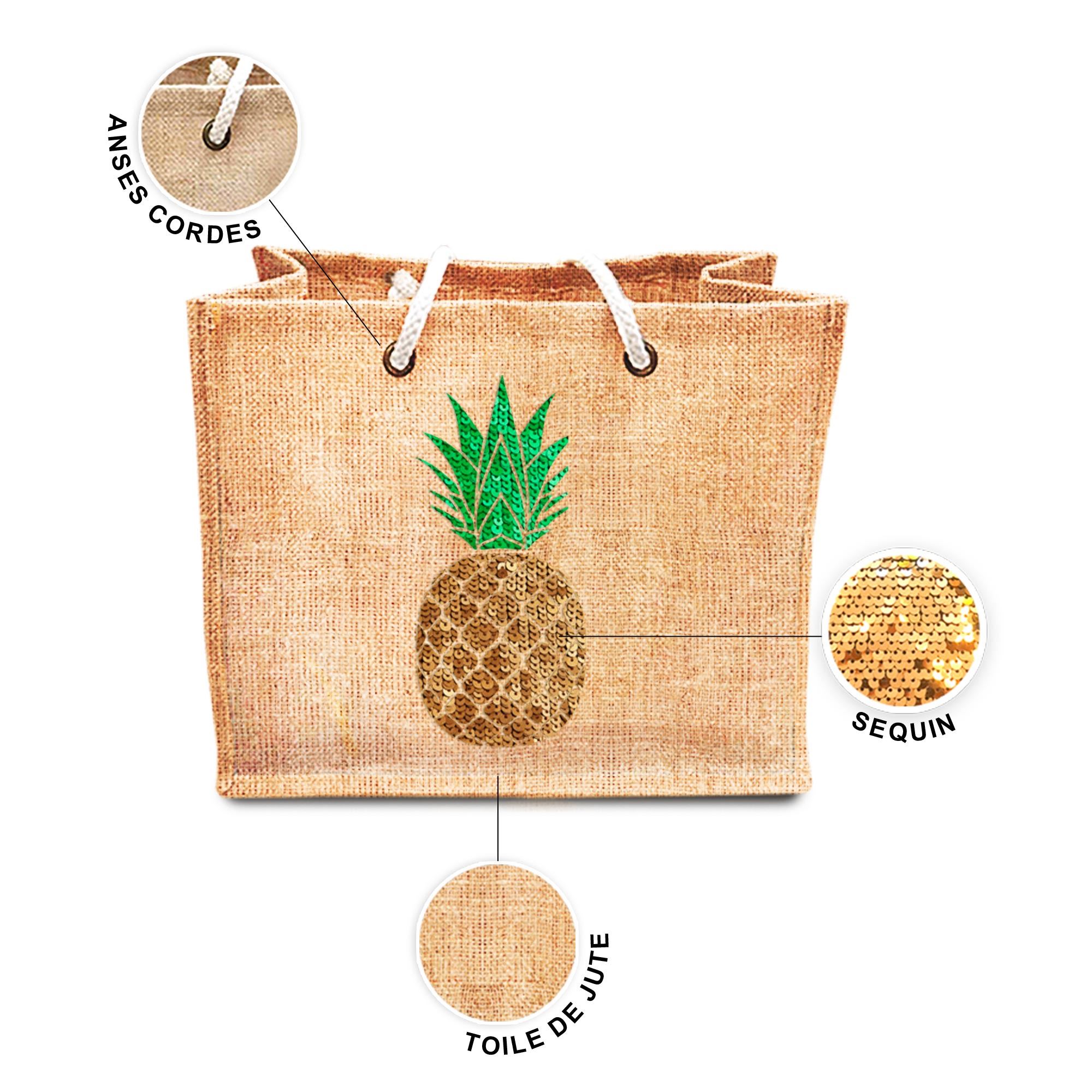 Sac jute sequin ananas