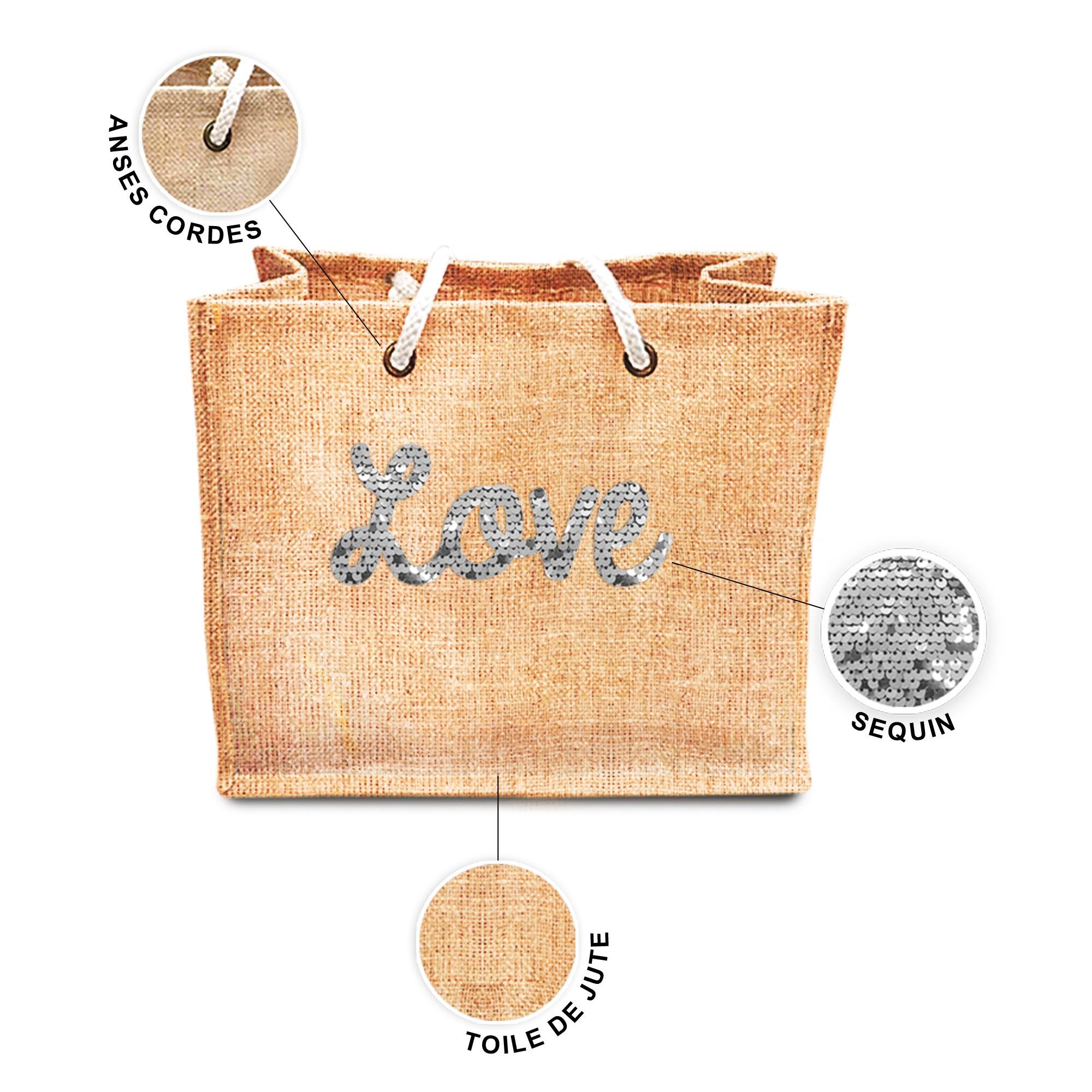 Sac jute sequin love