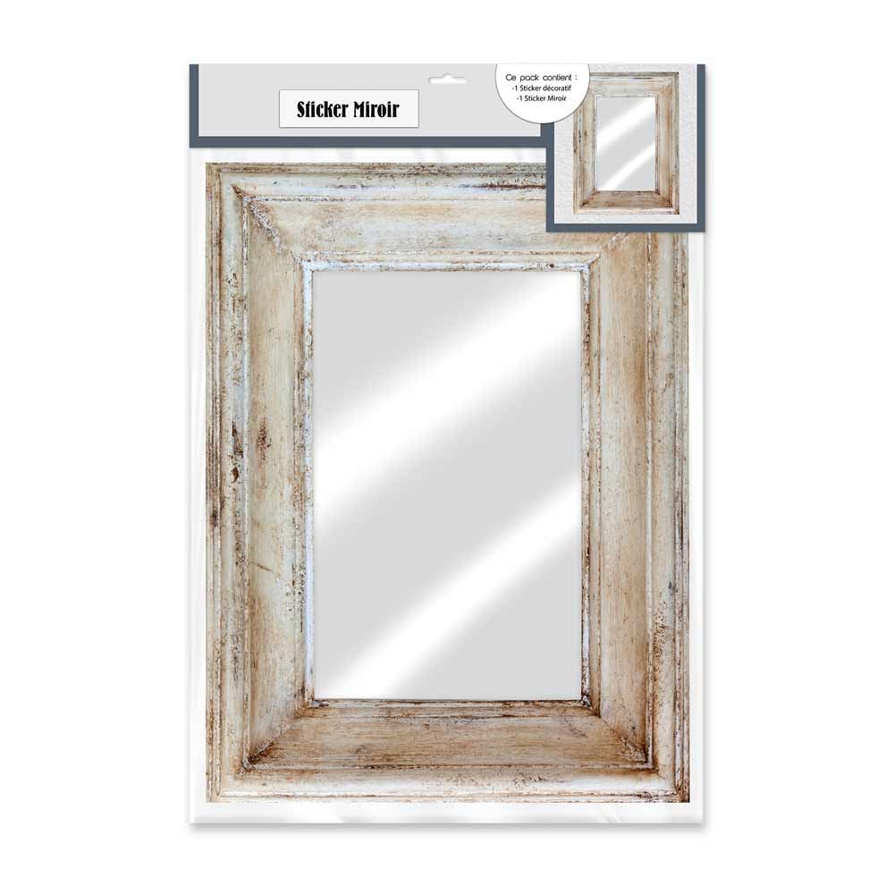 Sticker miroir cadre marron clair