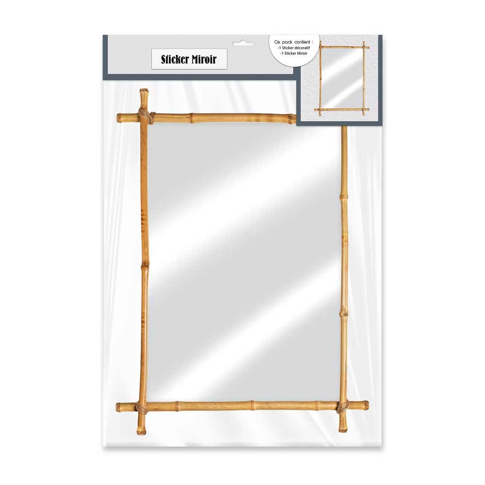 Sticker miroir cadre bambou