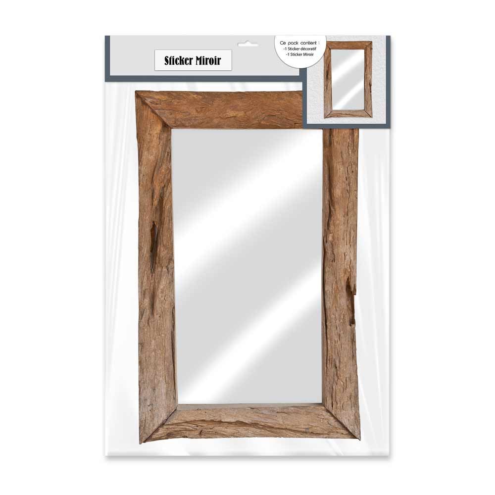 Sticker miroir cadre marron fonce