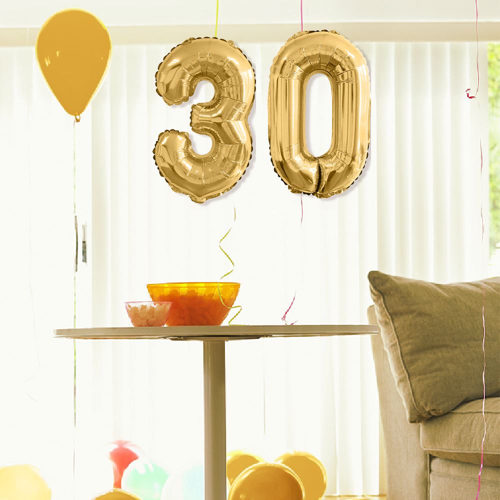 Ballon metallique 3 dore