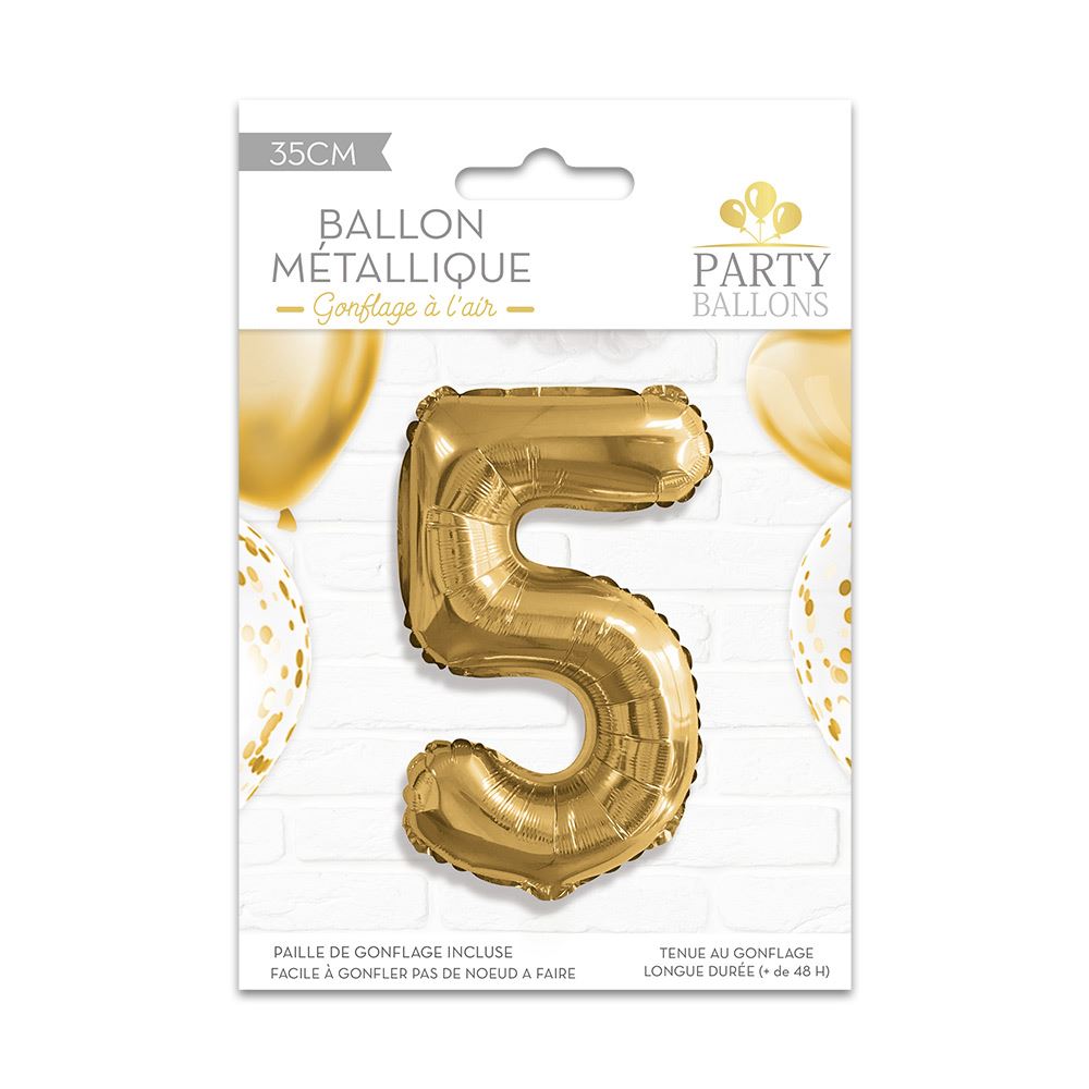 Ballon metallique 5 dore