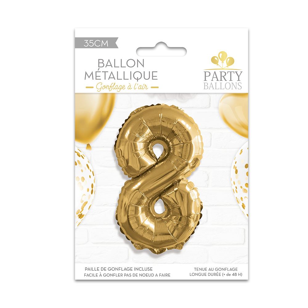 Ballon metallique 8 dore