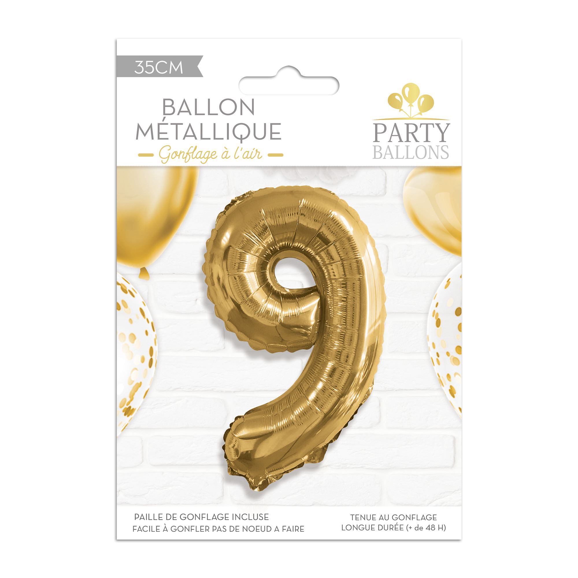 Ballon metallique 9 dore