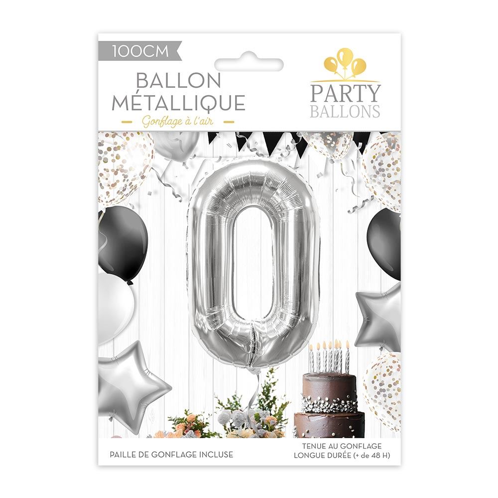 Ballon metallique 0 argente