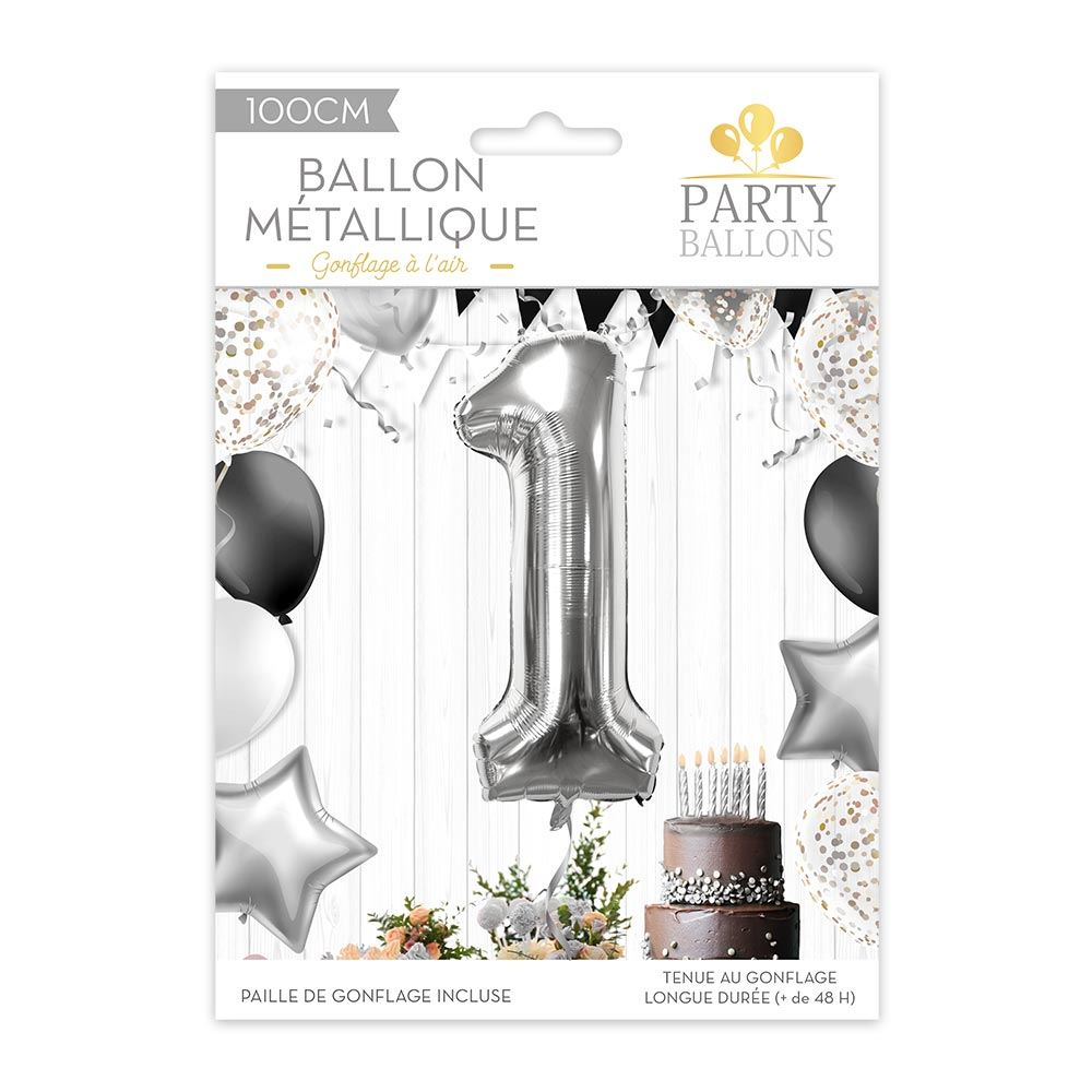 Ballon metallique 1 argente