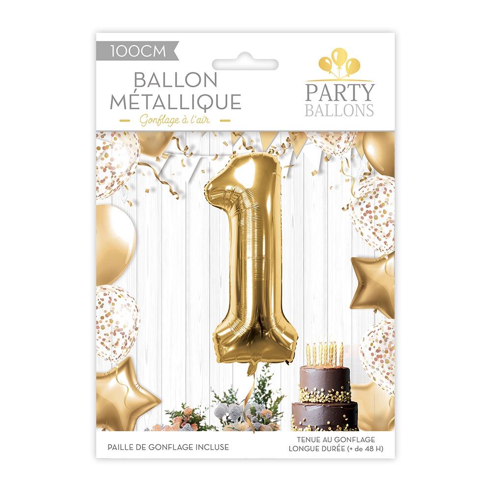 Ballon metallique 1 dore