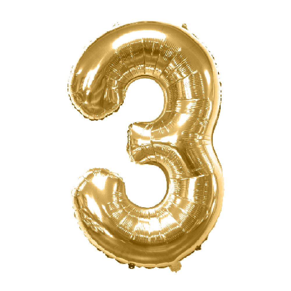 Ballon metallique 3 dore