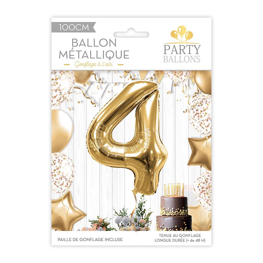 Ballon metallique 4 dore