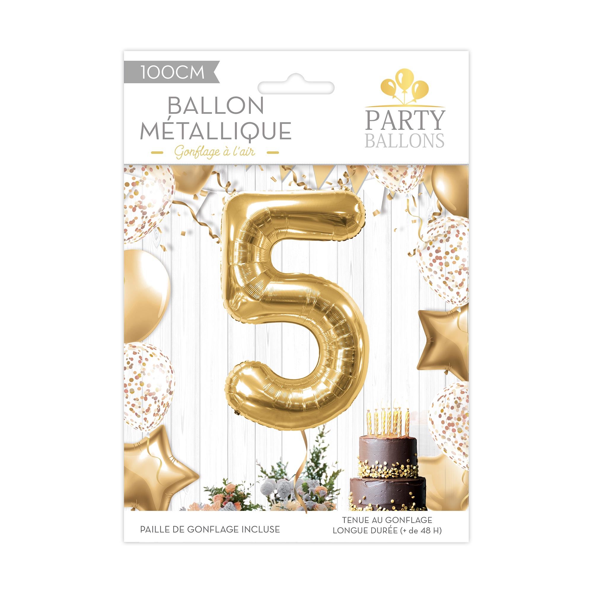 Ballon metallique 5 dore