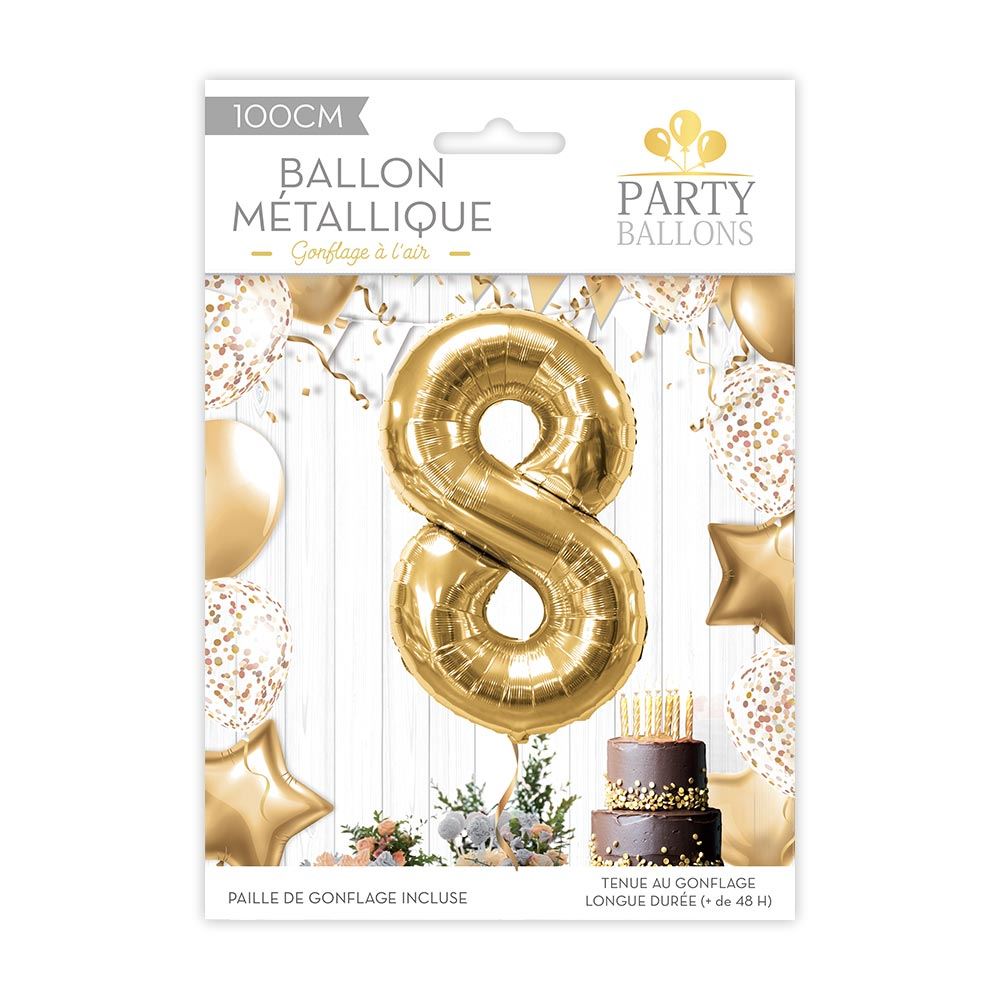 Ballon metallique 8 dore