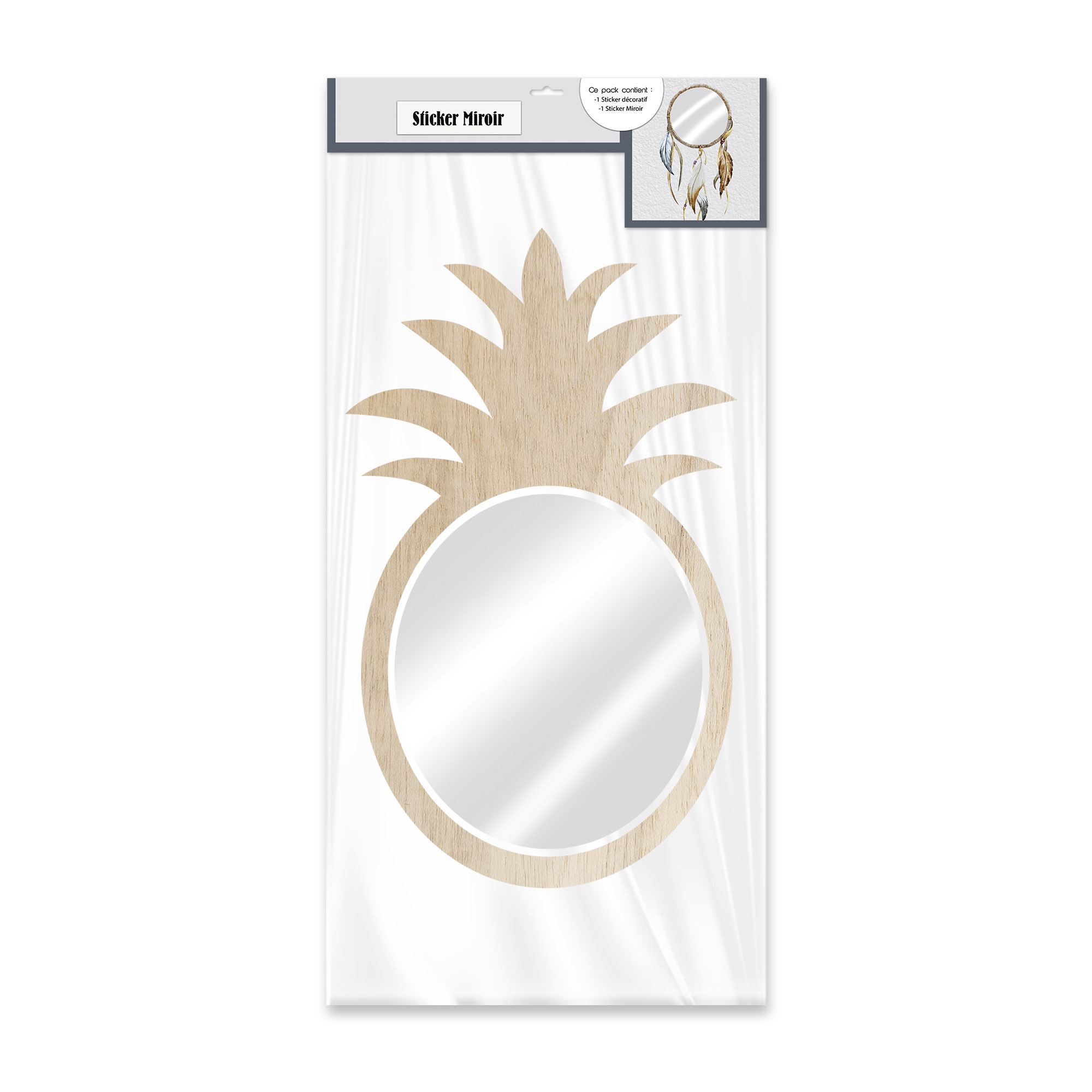 Sticker miroir ananas