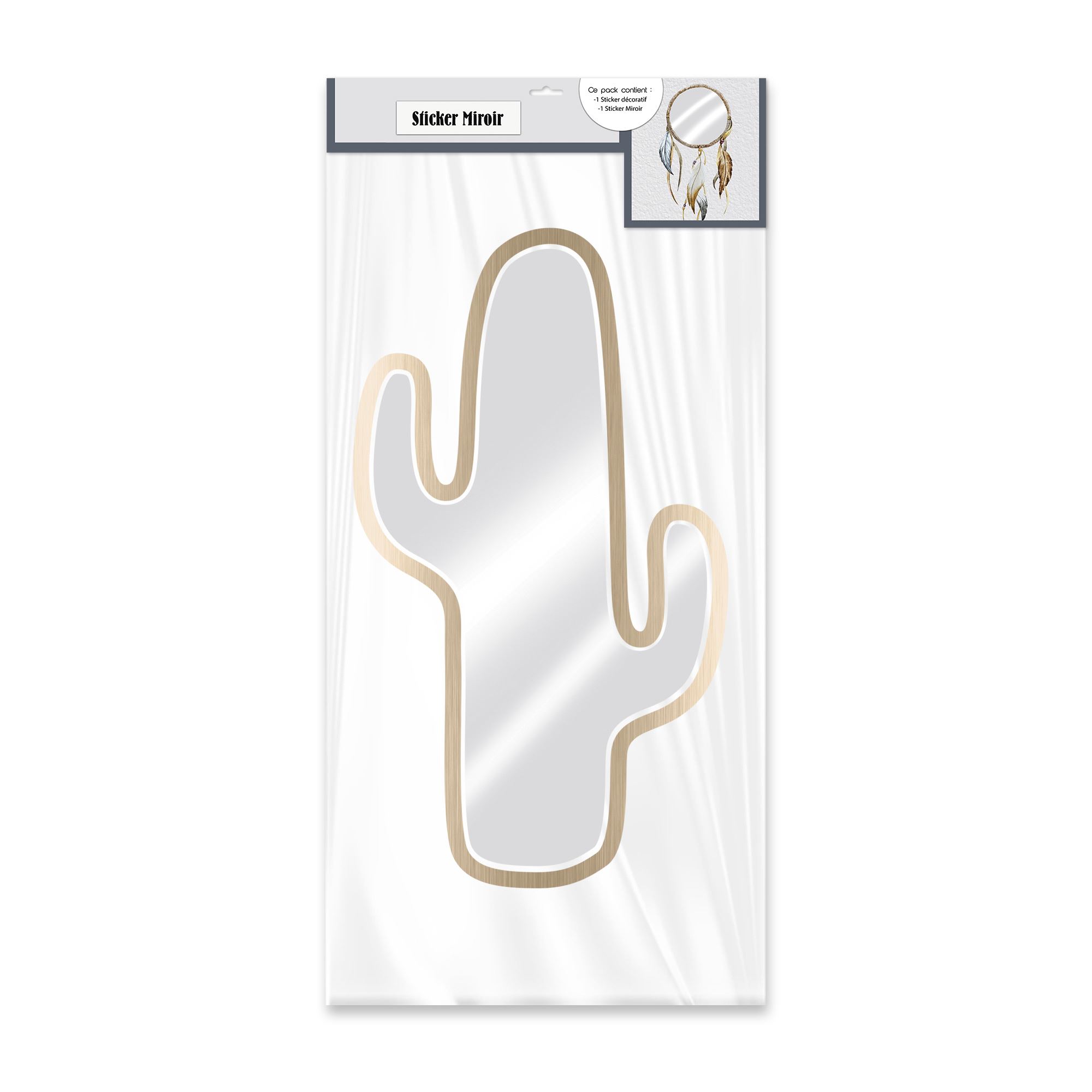 Sticker miroir cactus