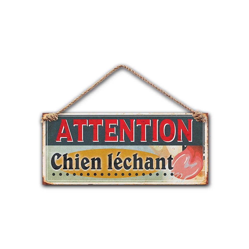 Plaque metal"chien lechant"