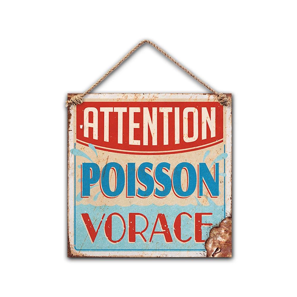 Plaque metal"poisson vorace"