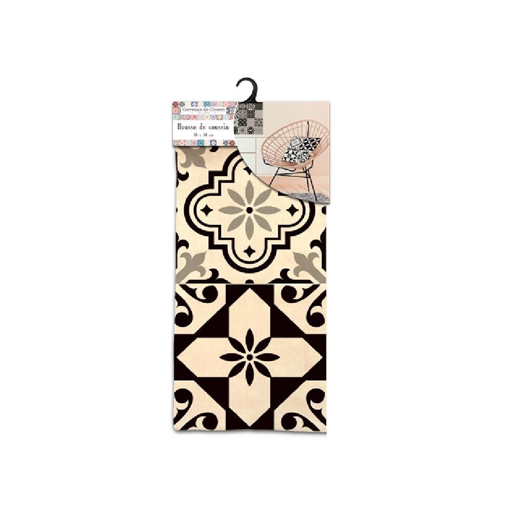 Housse coussin carreaux noir