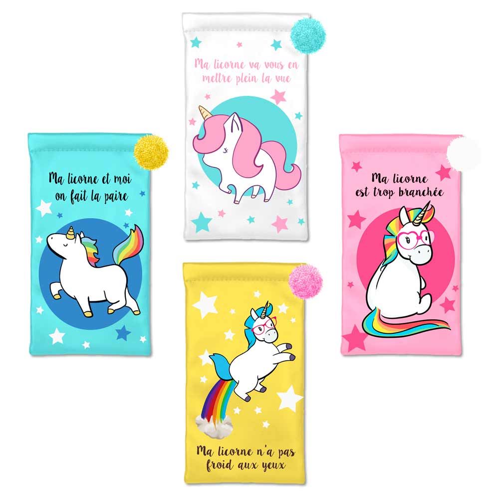 Etui a lunettes licorne 4mods /36pcs