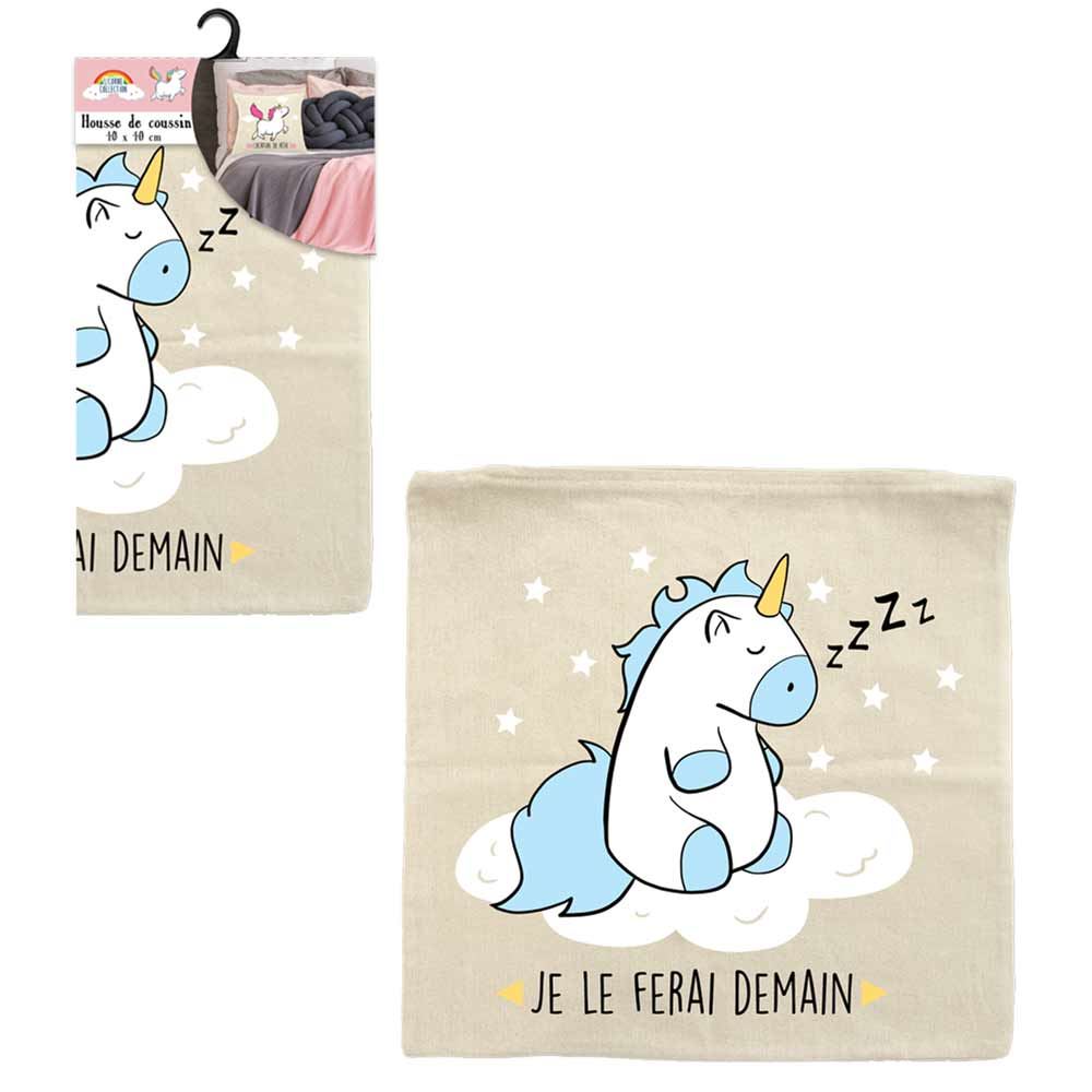 Housse coussin licorne"demain"