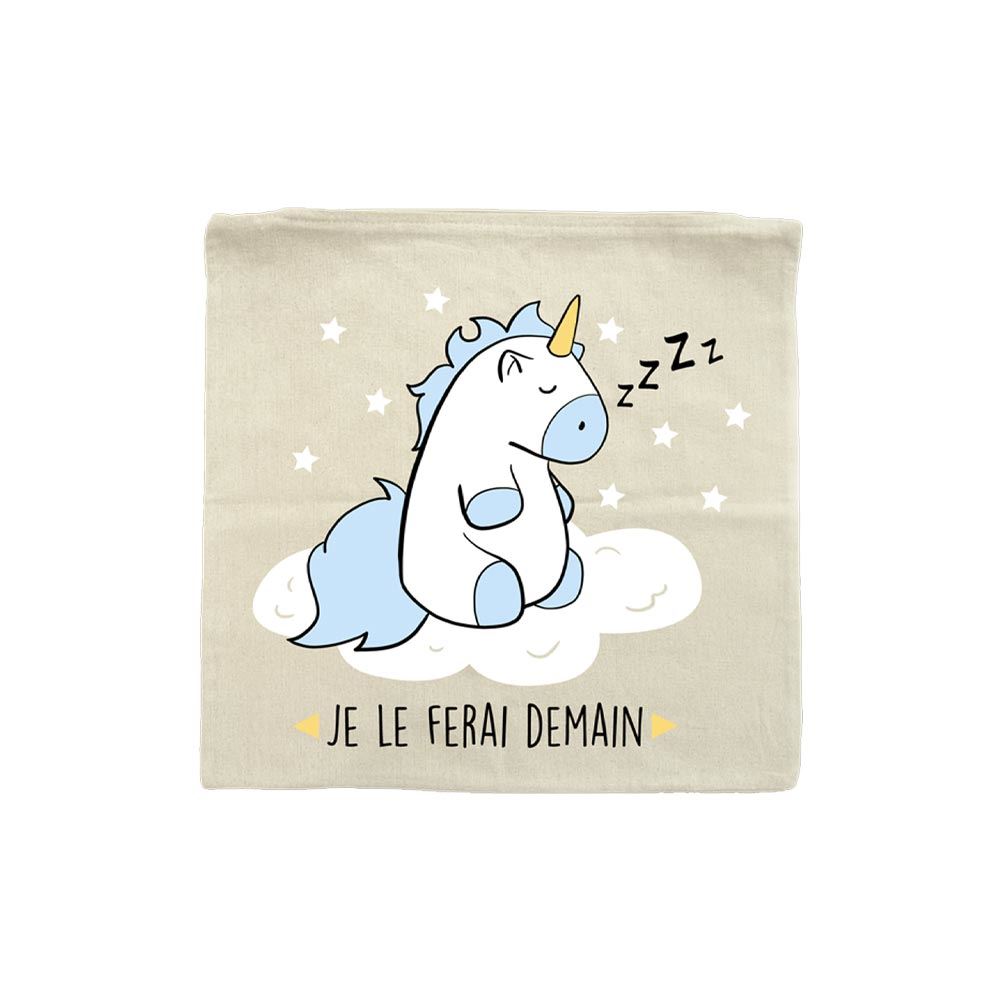 Housse coussin licorne"demain"
