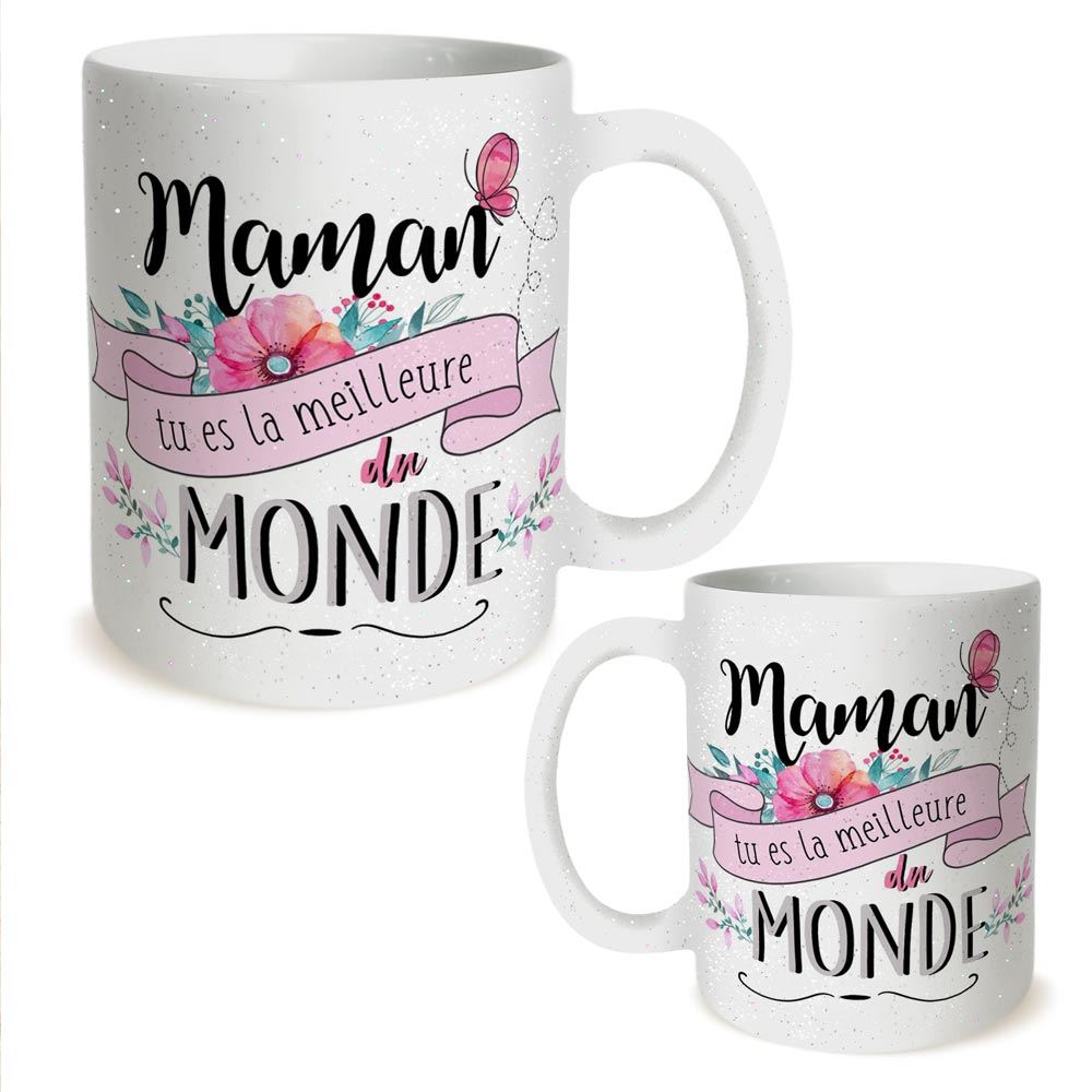 Mug a paillettes "maman meilleure du monde"
