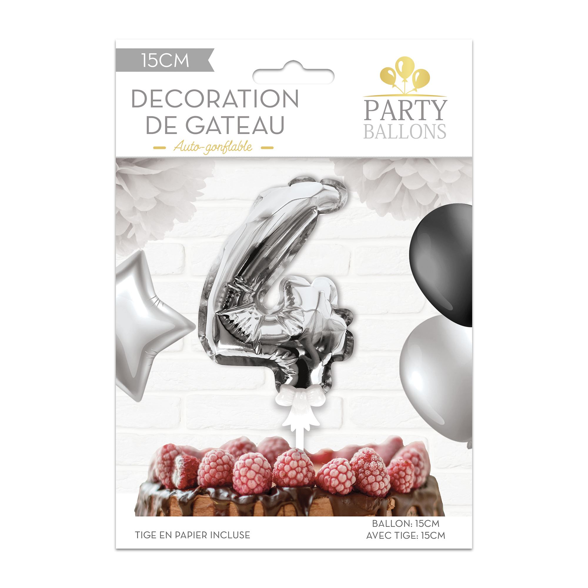 Deco gateau ballon argente 4