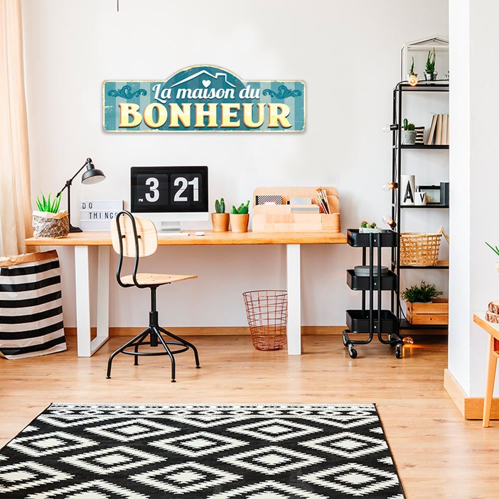 Plaque metal geante bonheur