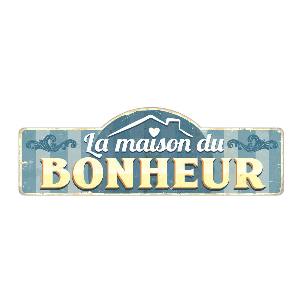 Plaque metal geante bonheur