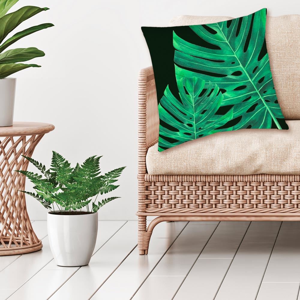 Housse coussin feuilles 2